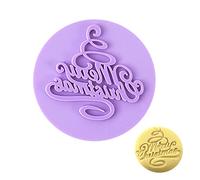 AWAVM Purple Round Cookie Mould, Merry Christmas Cookie Acrylic Baking Mould, Party Cookie Baking Decorating Tool, Embossed DIY Baking Tool, Thanksgiving