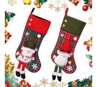 AWAVM Set of 2 Personalised Christmas Stocking Large Xmas Stockings 3D Christmas Stockings Candy Pouch Ornaments Christmas Tree Decoration for Kids Adult, Santa Elk Stocking