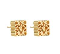 AWAVM Square Hollow Three-dimensional Earrings - Geometric Retro French Carving Design, OT Buckle High-end Light Luxury Style Copper Earrings