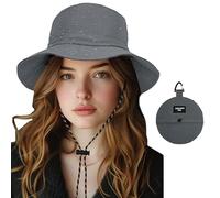 AWAVM Sun Hat for Men Women Summer UPF 50+ Boonie Hat Foldable Outdoor Adjustable Waterproof Bucket Hat with Wide Brim for Camping Walking Hiking Golf Fishing (Polyester, Grey)