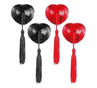 AWAVM TINSEL TITS SIMPLY THE BREAST,GIFT FOR HER RUDE PRANK FRIEND WOMEN NOVELTY WIFE GIRLFRIEND SISTER NIPPLE TASSELS BIRTHDAY LADIES CHRISTMAS STOCKING FILLER ADULT SECRET SANTA (Black+Red)