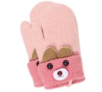 AWAVM Toddler Magic Stretch Mittens Thick Plush Lined,Toddler Baby Gloves Mittens Baby Winter Warm Gloves Kids Cute Animal Knitted Gloves Mittens with string for Baby Toddler (Light pink)