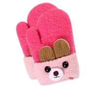 AWAVM Toddler Magic Stretch Mittens Thick Plush Lined,Toddler Baby Gloves Mittens Baby Winter Warm Gloves Kids Cute Animal Knitted Gloves Mittens with string for Baby Toddler (Peach)