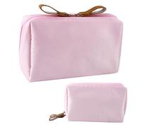 AWAVM Travel Makeup Pouch Small Cosmetic Bag Mini Makeup Bags for Purse, Waterproof Portable Travel Toiletry Pouch with Zipper, Small Makeup Organizer Clutch for Women (Pink)