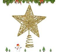 AWAVM Tree Star Christmas Tree Topper, Glittered Wire Star Topper for Tree Topper Ornaments, 8 Inch (Gold)