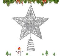 AWAVM Tree Star Christmas Tree Topper, Glittered Wire Star Topper for Tree Topper Ornaments, 8 Inch (Sliver)