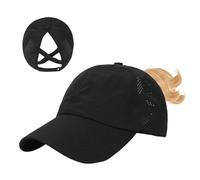 AWAVM Womens Criss Cross Ponytail Baseball Cap,High Messy Bun Ponycap Quick Drying Mesh Outdoor Sports Hat with Ponytail Hole Adjustable Travel Summer Hat Black