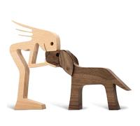 AWAVM Wooden Pet Carvings Dog Puppy Family Wooden Carving Ornaments Animal Sculpture Handmade Craft Creative Gifts