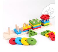 AWAVM Wooden Shape Sorter Toy for Toddlers, Montessori Sensory Educational Toy for 1-3 Year Olds, Autism Learning Gifts for Boys & Girls, Ideal Birthday Present