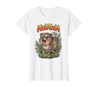 Awawa Grumpy Rock Hyrax Yelling Funny Animal Value Graphic T-Shirt, Women, White, S