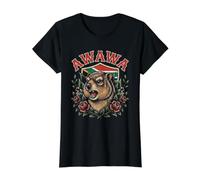 Awawa Roaring Groundhog South Africa Flag Vintage Value Graphic T-Shirt, Women, Black, L