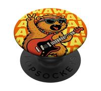 Awawa Rock Hyrax Rock Star Hippie Funny Guitar Love PopSockets Adhesive PopGrip