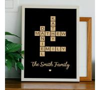 AwayHome Personalised Crossword Puzzle Wall Art Print Custom Family Name Poster Family Name Sign for Home Decor Christmas Birthday Gifts