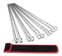 AWCIGG® Pack of 20 Barbecue Skewers 40 cm Premium 304 Stainless Steel Long BBQ Grill Skewers Meat Skewers with Bag