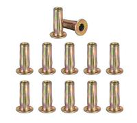 Awclub 5/16-18 Multi-Grip Rivet Nuts, 12pcs Pre-Bulbed Shank Flat Head Threaded Insert Nut Gold Zinc Plated Finish Carbon Steel Plus Nuts Construction Fasteners for Industrial