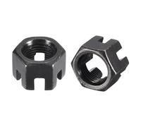 Awclub Hexagon Slotted Nuts, M18 x 2.5mm GB58 Carbon Steel Hex Castle Nuts Black - Pack of 5