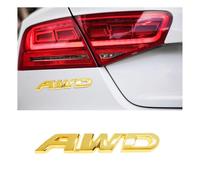 AWD Emblem Sticker, 3D Metal Letter Tailgate Side Badge Decal, Self Adhesive Auto Side Fenders Decoration for All Wheel Drive, Universal Vehicle Exterior Decor Accessories (Golden)