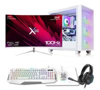 AWD-IT 3000D RGB White, AMD Ryzen 5500, NVIDIA RTX 5060 8GB, 24" Curved Monitor Next Day Gaming PC Package