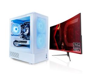 AWD-IT Khione Ryzen 5 RTX 5060, 16GB RAM, 1TB SSD, Windows 11 PreBuilt Gaming PC with 200Hz Curved Gaming Monitor