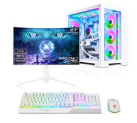 AWD-IT X= CUBE White Ryzen 7 5700X NVIDIA RTX 5060 8GB Windows 11 27" 180Hz Monitor Desktop PC Gaming Package