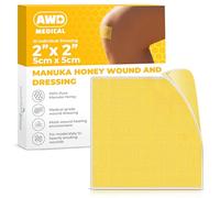 AWD Manuka Honey Gauze Dressing - 100% Impregnated Medical Grade Honey Patches - Medical Supplies, Wound Care, and First Aid - Gauze Pads 10 Count (2"x2")