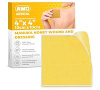 AWD Manuka Honey Gauze Dressing - 100% Impregnated Medical Grade Honey Patches - Medical Supplies, Wound Care, and First Aid - Gauze Pads 10 Count (4"x4")
