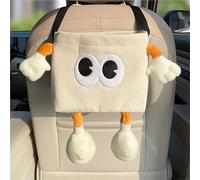 AWDFGDI Two-in-one car trash can, seat back hanging storage bag, multi-functional tissue box, rear seat cup holder, car umbrella storage bin(White)