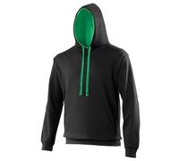 AWDis Black/Green Varsity CONTRAST HOODED SWEATSHIRT Two Tone Colour Hoodie