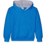 AWDis Boy's KIDS VARSITY HOODIE Hoodie, Multicoloured (Sapphire Blue/Heather Grey), X-Small (Manufacturer Size: 3/4 Y)