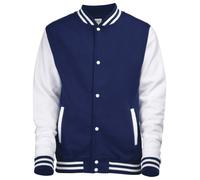 Just Hoods by AWDIS - Boys' Kids Varsity Jacket Regular - Oxford Navy/White - Size 3-4 (X-Small)