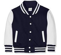 AWDis Boy's Kids Varsity regular Jacket, Multicoloured (Oxford Navy/White), Size 9-11 (Manufcturer Size - Large)