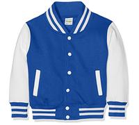 AWDis Boy's Kids Varsity regular Jacket, Multicoloured (Royal Blue/White), Size 12-13 (Manufcturer Size - X-Large)