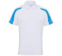Just Hoods by AWDIS Polo Cool Contrast – Men's Short Sleeve Contrast Panel – White Small