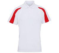 AWDis Cool Contrast Polo Shirt, Arctic White/fire red, S