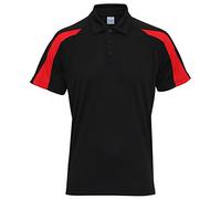 AWDis Cool Contrast Polo Shirt, Jet Black/fire Red, XXL