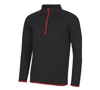 AWDis Cool Half Zip Sweat Jet Black/Fire Red