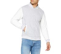 AWDis Just Hoods JH043 Varsity Jacket Heather Grey/White 2XL Size: 2XL 2XL