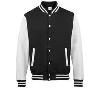AWDis Just Hoods JH043 Varsity Jacket Jet Black/Heather Grey XS Size: XS