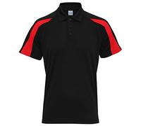 AWDis Just Cool - men's breathable short sleeve polo shirt, men’s, gentlemen summer/sport, Jet Black/ Fire Red, XXL