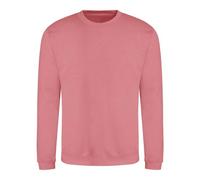 Awdis Just Hoods Sweatshirt Dusty Rose Crew Neck Fitted Cotton Polyester