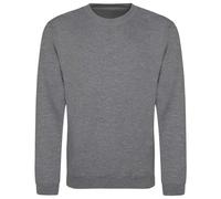 Awdis Just Hoods Sweatshirt Graphite Heather Crew Neck Fitted Cotton Polyester