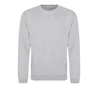 Awdis Heather Grey Sweatshirt Crew Neck Fitted Cotton Polyester Unisex