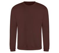 (M, Chocolate Fudge Brownie) AWDis Just Hoods AWDis Unisex Crew Neck Plain Sweatshirt (280 GSM)
