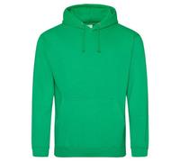 Awdis Just Hoods College Hoodie Kelly Green Cotton Blend Ribbed Cuffs