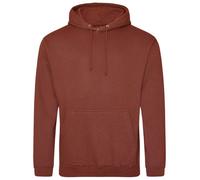Awdis Just Hoods College Hoodie Red Rust Cotton Blend Ribbed Cuffs Pouch Pocket