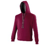 AWDis Just Hoods JH003 Varsity Hoodie Burgundy/Charcoal 3XL Size: 3XL, 3XL