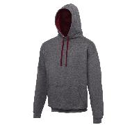 AWDis Just Hoods JH003 Varsity Hoodie Charcoal/Burgundy XL Size: XL, C XL