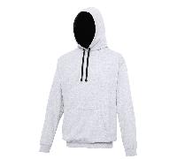 AWDis Just Hoods JH003 Varsity Hoodie Heather Grey/Jet Black XL Size: XL