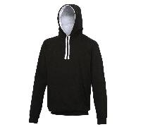 AWDis Just Hoods JH003 Varsity Hoodie Jet Black/Arctic White L Size: L L