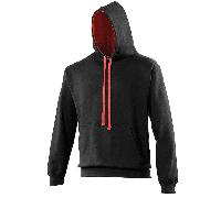 AWDis Just Hoods JH003 Varsity Hoodie Jet Black/Fire Red 5XL Size: 5XL 5XL